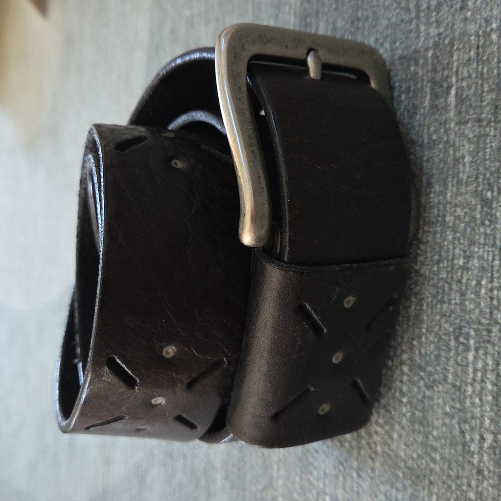 J. Crew Leather Black Belt Silver Buckle